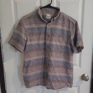 Blue and Tan Short Sleeve Button Down